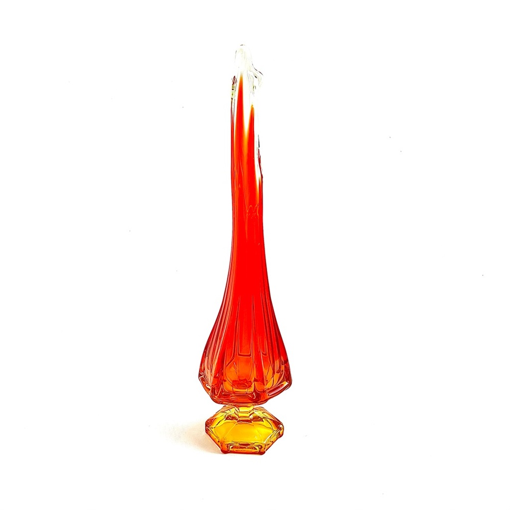 Museum Sculptural MCM Amberina Swung Glass Vase Attributed LE Smith - Picture 2 of 8
